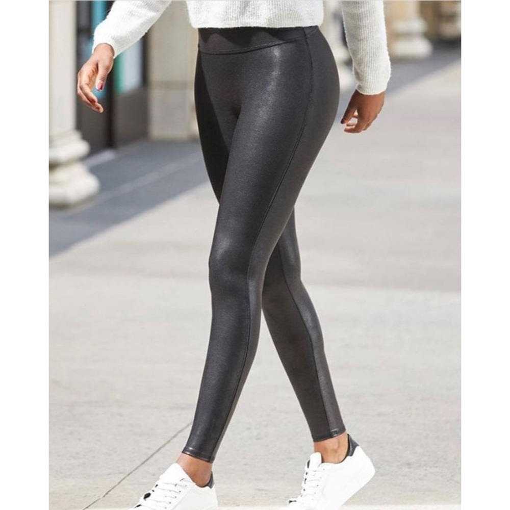 Black faux leather leggings